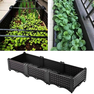 OEM de Zelf Water gevende Opgeheven Plastic Planter van de Tuindozen Opgeheven Tuin op Wielen