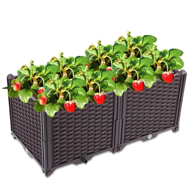 OEM de Zelf Water gevende Opgeheven Plastic Planter van de Tuindozen Opgeheven Tuin op Wielen