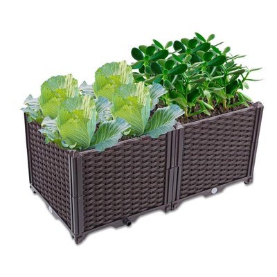 OEM de Zelf Water gevende Opgeheven Plastic Planter van de Tuindozen Opgeheven Tuin op Wielen