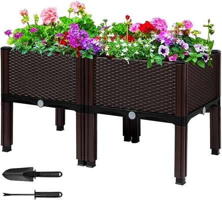 De klantgerichte Plastic Opgeheven Tuinplanter hief het Met een laag bedekte niet Plastiek van Bloembedden op