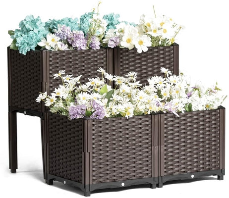 De klantgerichte Plastic Opgeheven Tuinplanter hief het Met een laag bedekte niet Plastiek van Bloembedden op