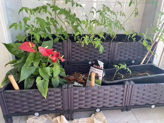 Tuinbed Tuin Kunststof Verhoogde Plantenbakken Retro Rechthoekig